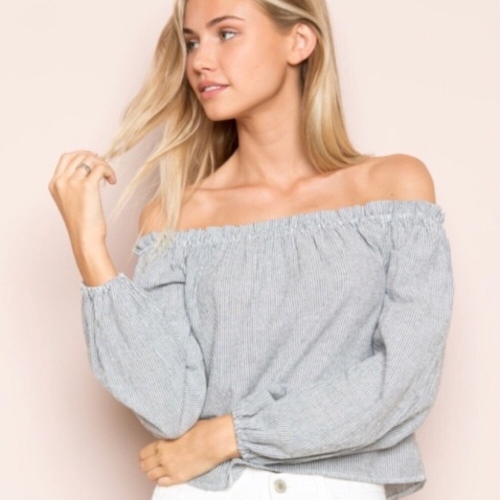 Brady Melville striped off the shoulder top